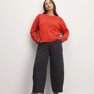 Everlane The Boxy Sweater in everyday cotton, poppy red, size medium